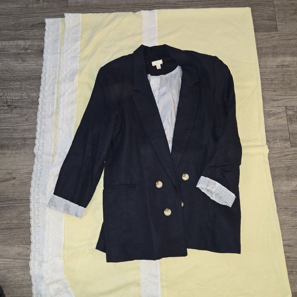 Jules & Leopold Dark Blue Blazer with Gold Accents